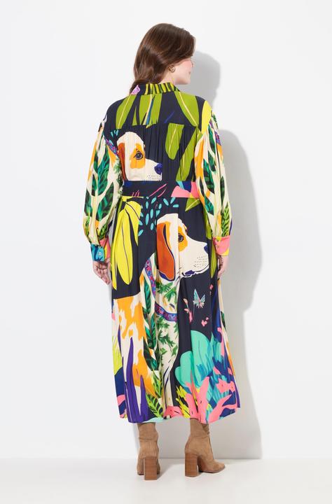 Produktbild Ulla Popken Maxikleid, A-Linie, Bubikragen, Langarm, Taschen (50, 52)
