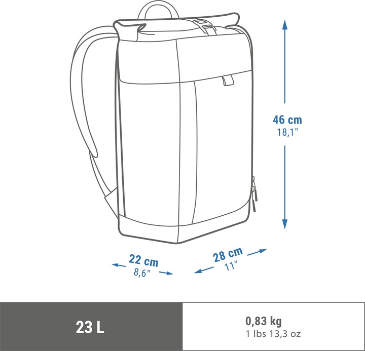 Immagine prodotto Quechua Zaino da trekking 23 l - NH500 Escape Rolltop (23 l)