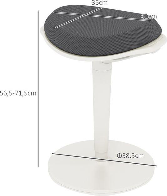 Image du produit Swisshandel24 Tabouret pendulaire, ergonomique, réglable en hauteur, jusqu'à 120 kg, 42,5x35,5x56,5-71,5cm, Gris