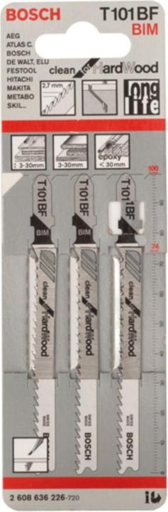Produktbild Bosch Professional Zubehör PRO Hardwood clean T101BF Stichsägeblatt, 100 mm, 3-tlg.