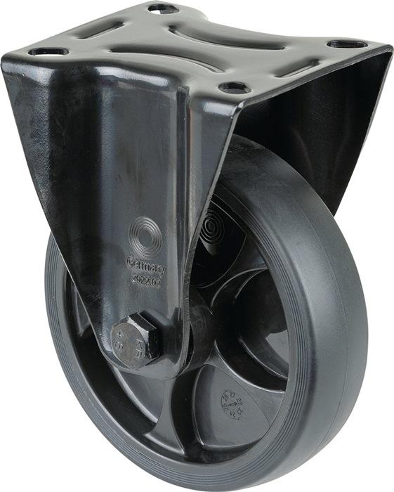 Produktbild BS Rollen Bockrolle Rad-Ø 125 mm Tragfähigkeit 120 kg Bockrollen Gummi Platte L104xB80 mm Farbe Rolle schwarz