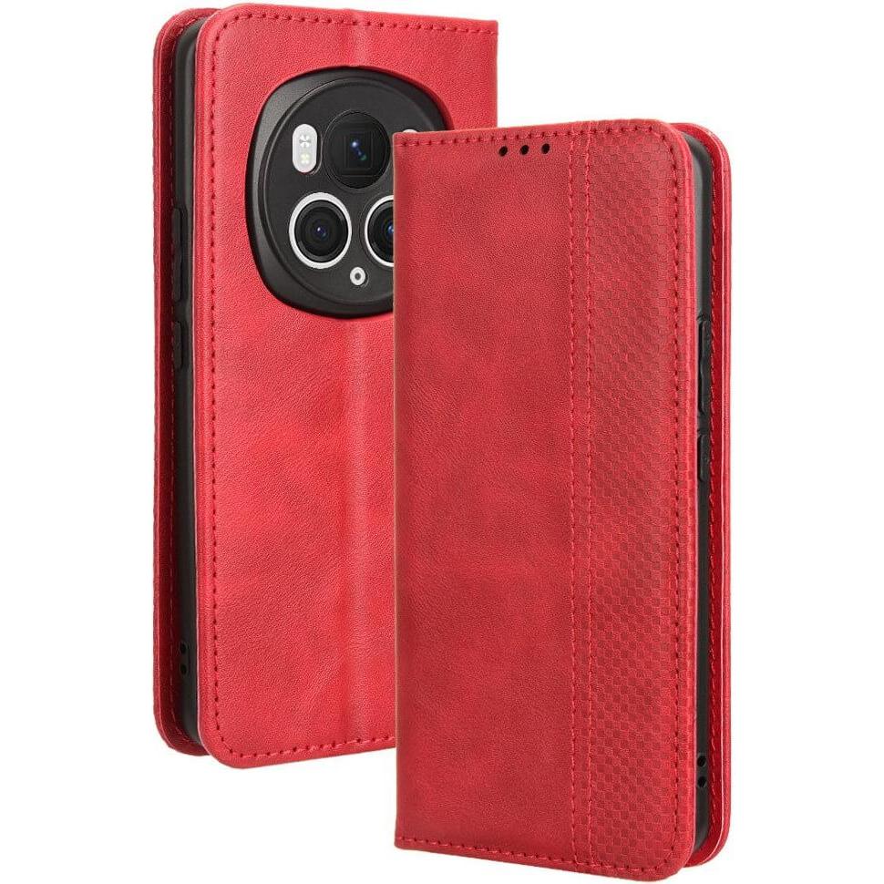Cover-Discount Honor Magic6 Pro - Vintage Flip Case Hülle rot (Honor Magic6 Pro), Smartphone Hülle, Rot