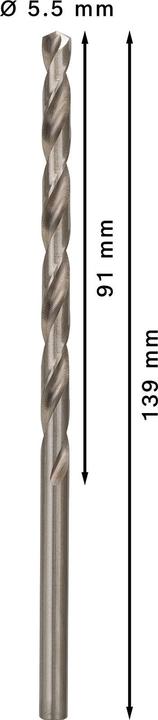 Immagine prodotto Bosch Professional Zubehör Punta PRO Metal HSS-G, 5,5 x 91 x 139 mm (5,5 mm)