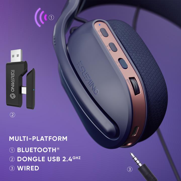 Produktbild Oniverse Polaris Wireless Gaming Headset, Navy Blue (Kabelgebunden, Kabellos)