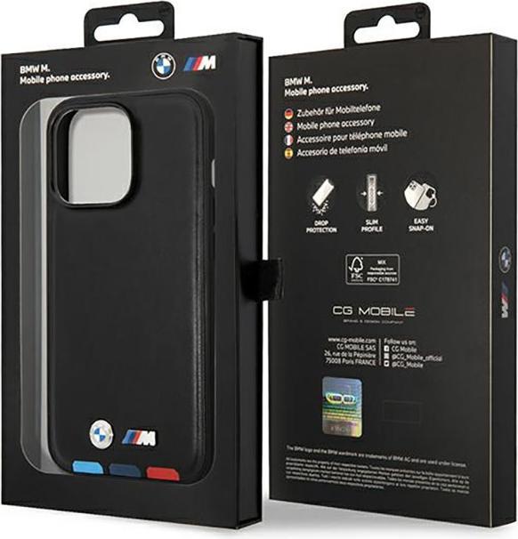 Produktbild BMW Etui BMHMP14L22PTDK iPhone 14 Pro 6,1" czarny/black Leather Stamp Tricolor Magsafe (Apple iPhone 14 Pro)