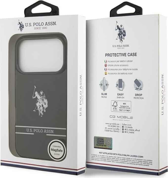 Productafbeelding U.S. Polo US Polo DH and Bottom Stripe Logo MagSafe Case for iPhone 17 Pro Black (Apple iPhone 17 Pro)