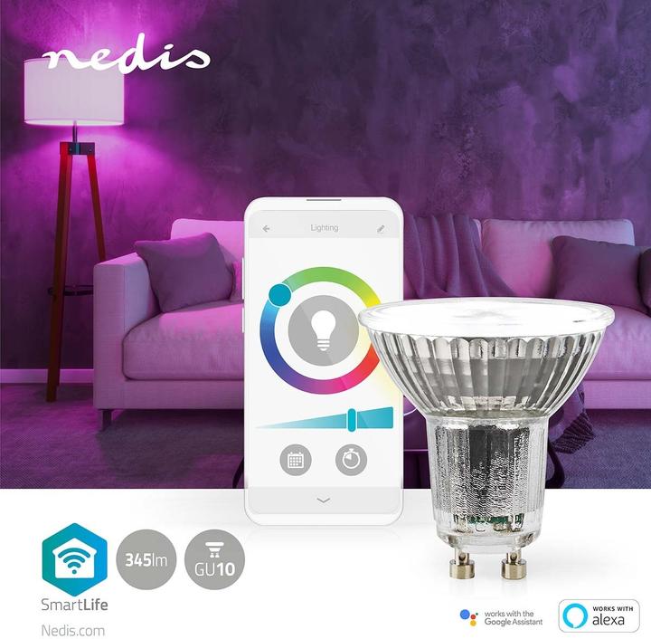 Produktbild Nedis WIFILRC10GU10 SmartLife Vollfärbige LED-Lampe WLAN GU10 345 lm 4.9 W RGB + weiss veränderbar 2 (GU10, 345 lm, 1x)