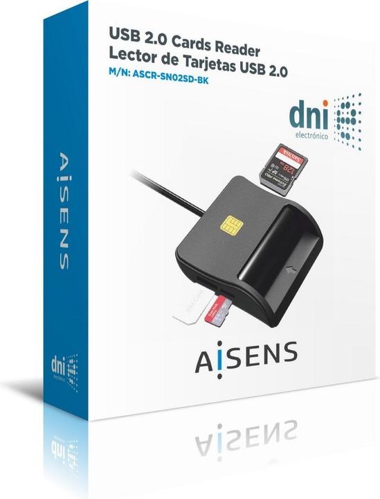 Produktbild Aisens ASCR-SN02SD-BK Zutrittskontrollsystem USB-Zugangskontrollenleser Schwarz (USB 2.0)
