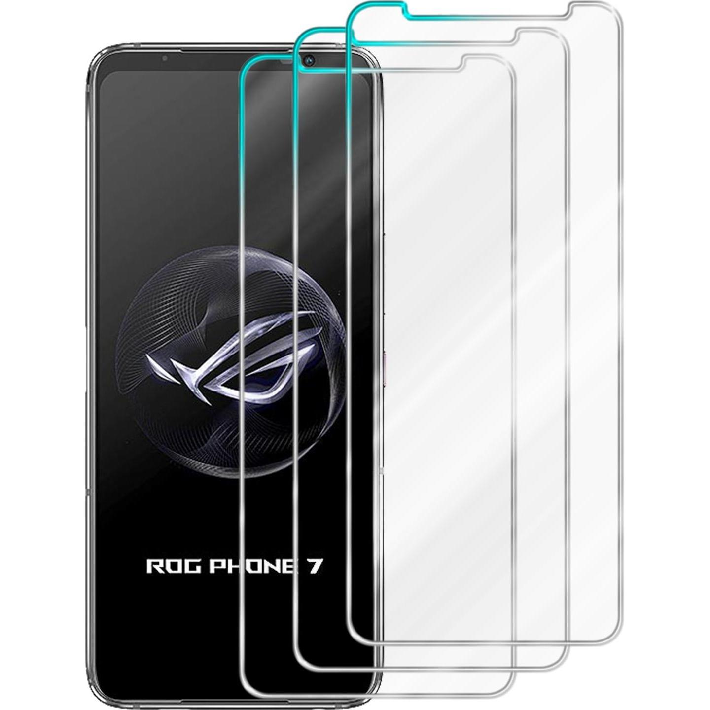 Cadorabo Display Schutzglas Folie für Asus ROG Phone 7 / 7 3er Pack (3 Stück, Asus ROG Phone 7), Smartphone Schutzfolie,...