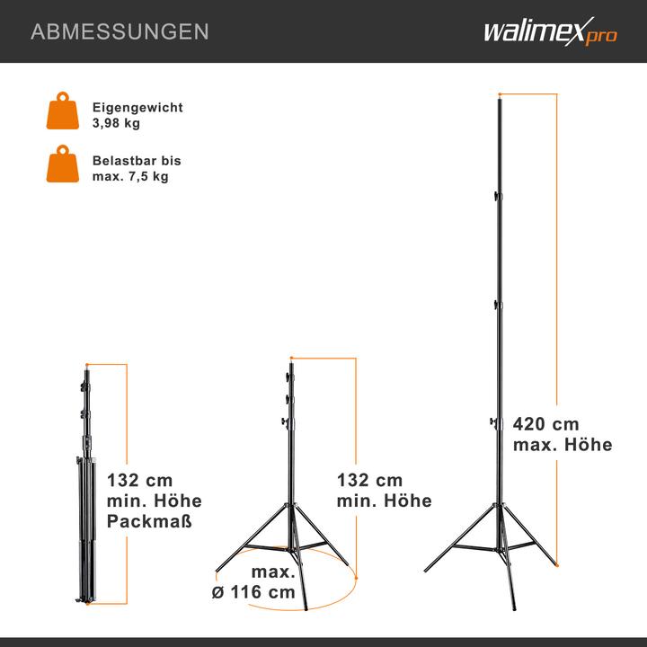 Immagine prodotto Walimex Treppiede per lampada WT-420, 420cm (420 cm, 7.50 kg)