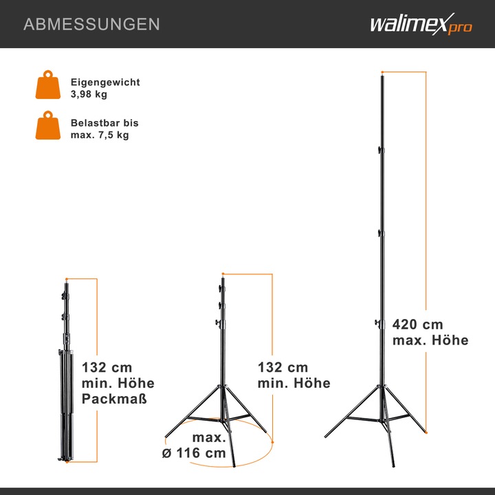 Actual product image Walimex WT-420 lamp tripod, 420cm (420 cm, 7.50 kg)