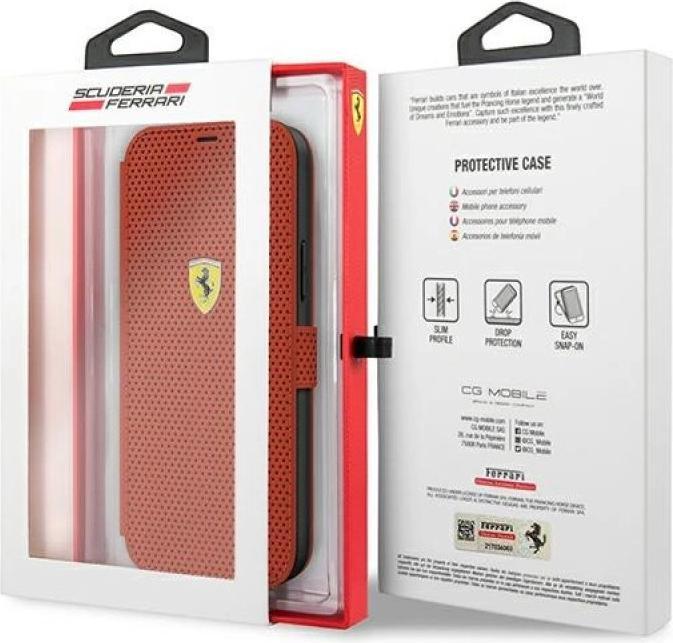 Actual product image Ferrari FESPEFLBKP12SRE iPhone 12 mini 5.4" czerwony/red book On Track Perforated (Apple iPhone 12 mini)