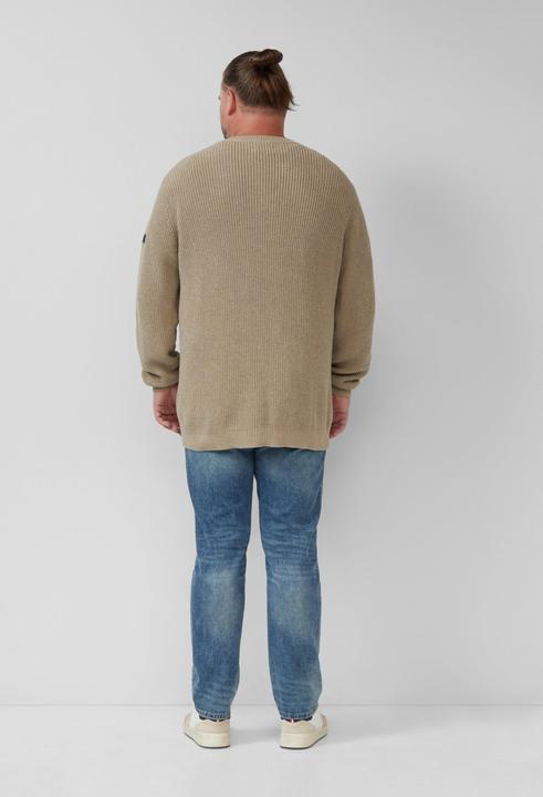 Produktbild s.Oliver Strickpullover Strukturierter Baumwoll-Pullover mit Label-Patch (5XL)