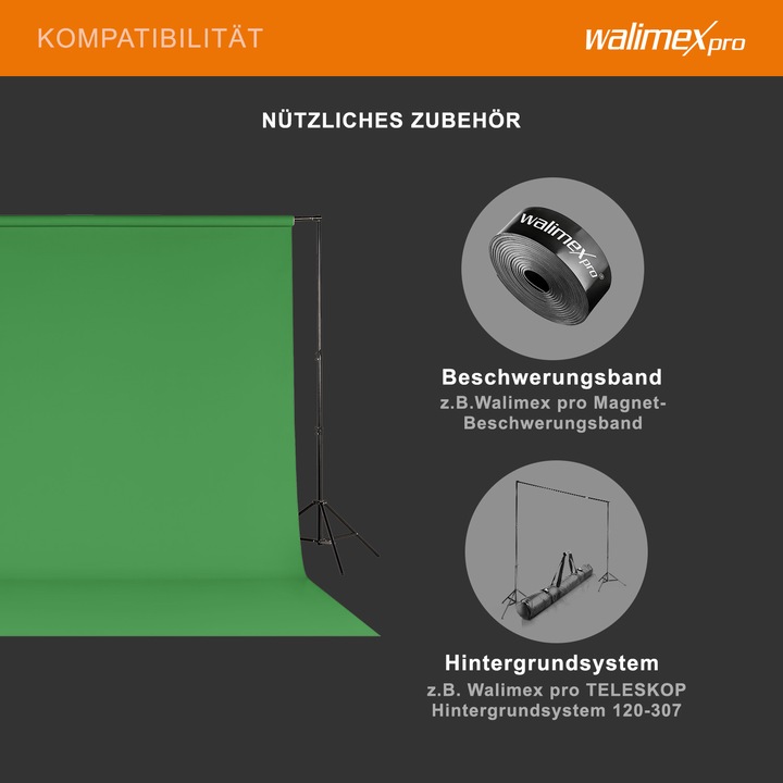 Actual product image Walimex pro Background cardboard 2,72x10m green chroma (272 cm, 1000 cm)