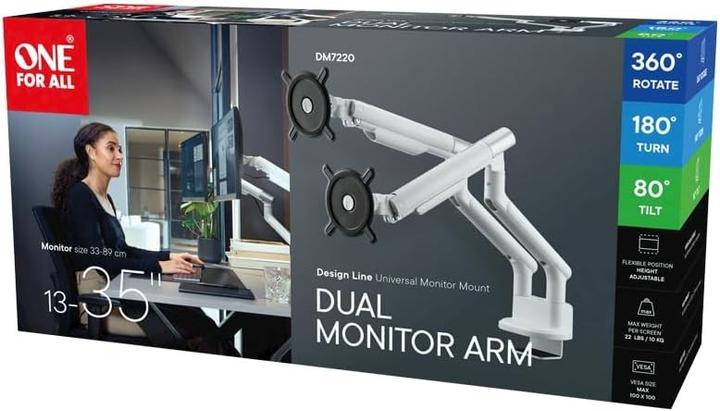 Actual product image One for All Monitor mount design dual white (Table, 35", 9 kg)