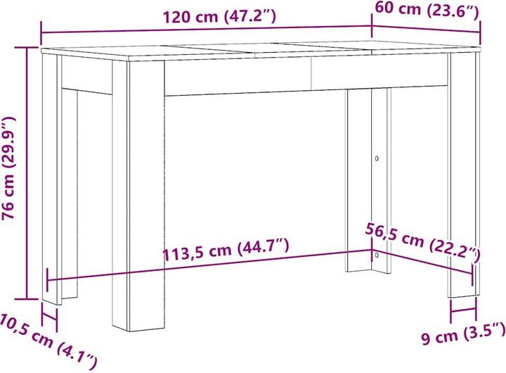 Image du produit vidaXL Esstisch Artisan-Eiche 120x60x76 cm Holzwerkstoff (120 x 60 x 76 cm)