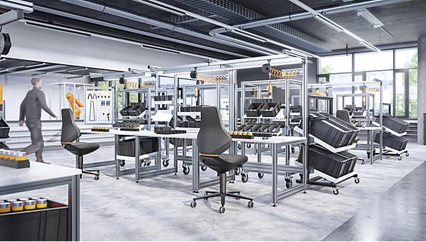 Produktbild Bimos Arbeitsdrehstuhl Aluminium anthrazit Skintec schwarz 570-810 mm (57 - 81 cm)