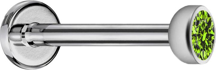 Produktbild Star Piercing Micro Labret Innengewinde silber mit Halbkugel Kristall hellgrün (ohne Messing, Titan)
