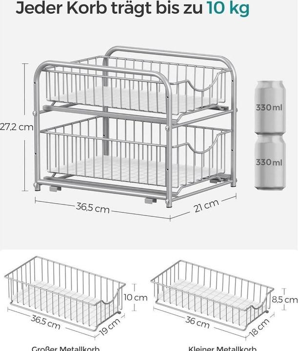 Image du produit Songmics Küchenregal 2 Schubladen