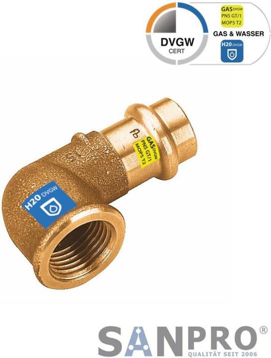 Produktbild Sanpro CUPRESSK Pressfitting 90° Winkel - Bogen mit Innengewinde V 12 - 1/2" (Pressverbindung)