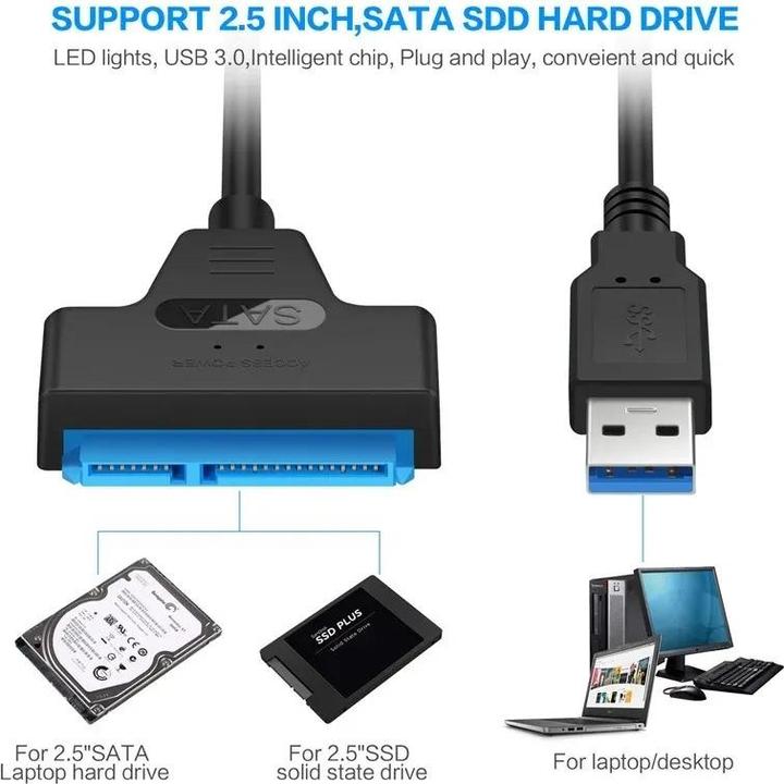 Produktbild Nikko 30 cm USB 3.0 zu SATA III Kabel Adapter SSD Festplatte