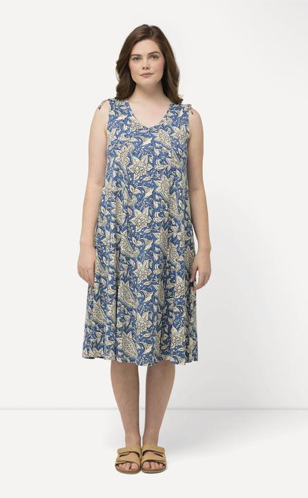Image du produit Ulla Popken Robe midi à motif cachemire en coton bio, décolleté en V. Sans manches (46, 48)