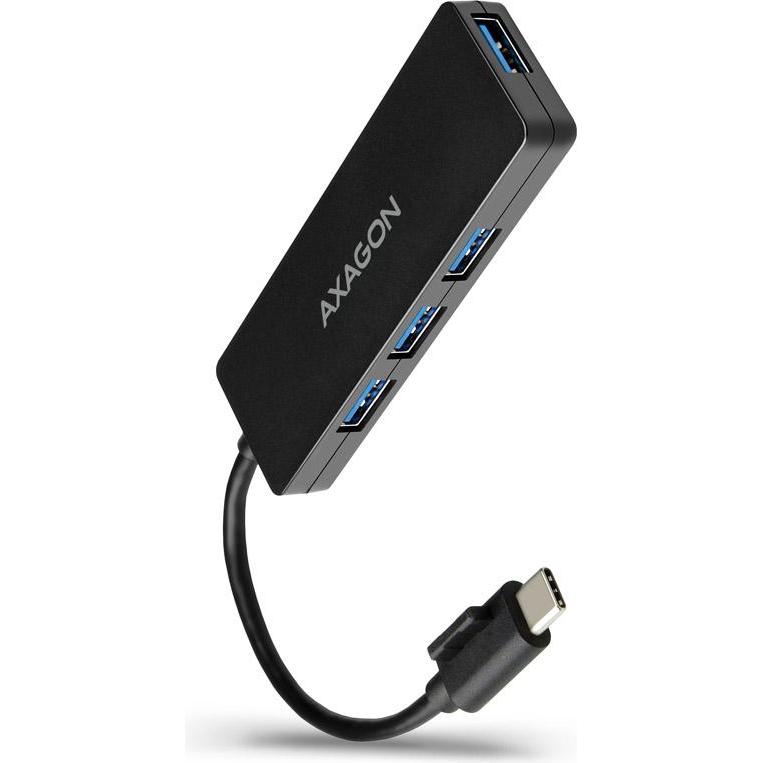 Axagon HUE-G1C Superspeed USB-C Slim Hub, 4x USB 3.0 (USB-C, 4 Ports), Dockingstation + USB Hub, Schwarz