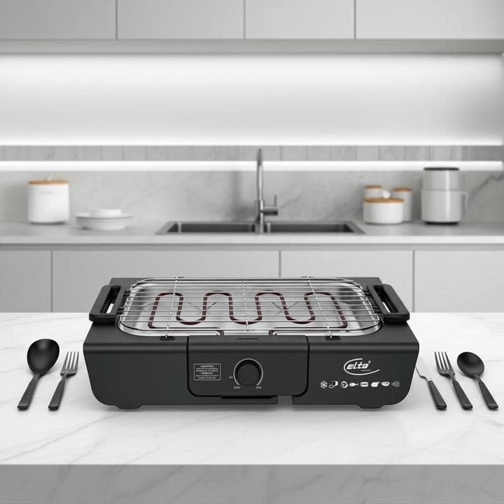 Elta Elektrischer Tischgrill, schwarz, 2000 Watt (2 kW)