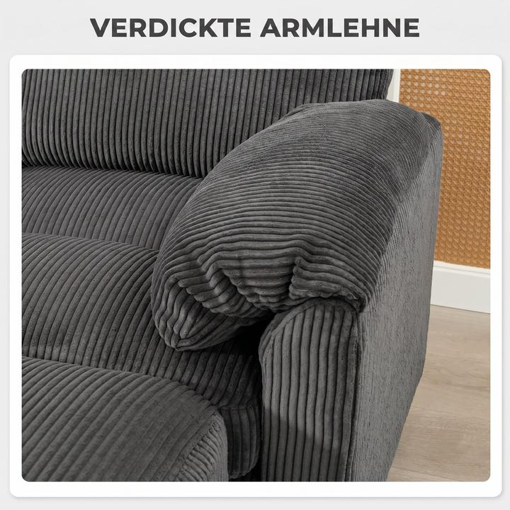 Actual product image Homcom Ecksofa Polyester, Schaumstoff Dunkelgrau (Corner sofa)