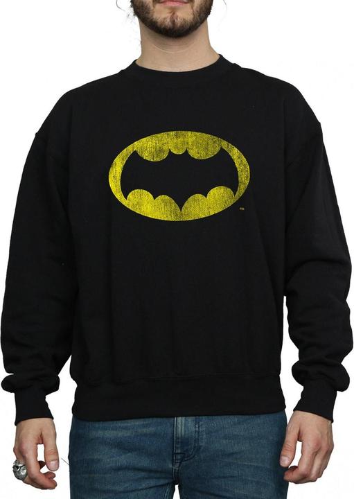 Actual product image Mens Batman TV Series Distressed Logo Cotton Sweatshirt (XL)