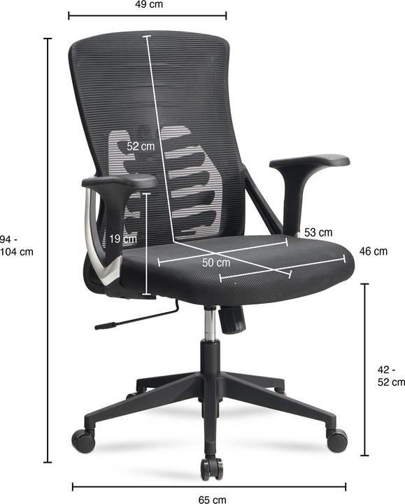 Produktbild FineBuy Bürostuhl FB58806 Mesh Schwarz