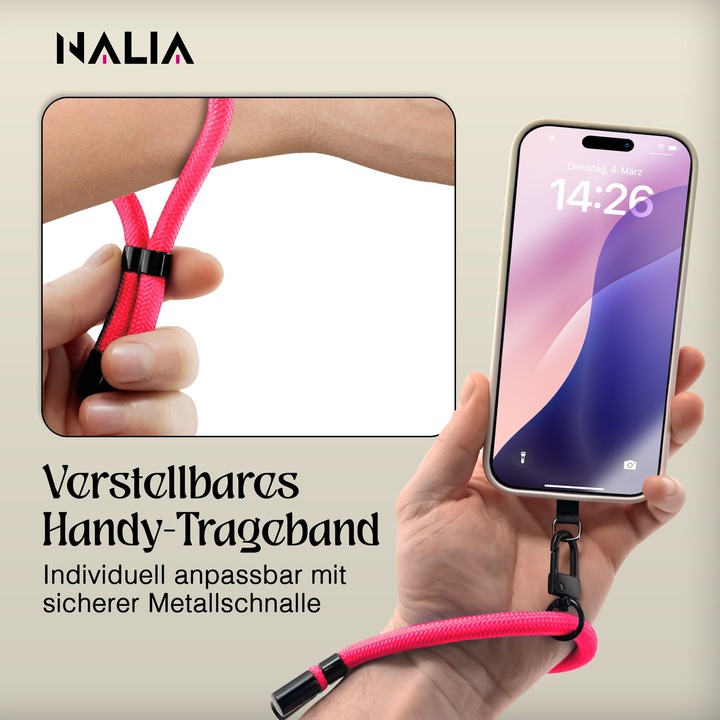 Produktbild Nalia Wristy Lanyard Handykette – Universal Trageband für Smartphones – Verstellbar, Soft & Elastisch