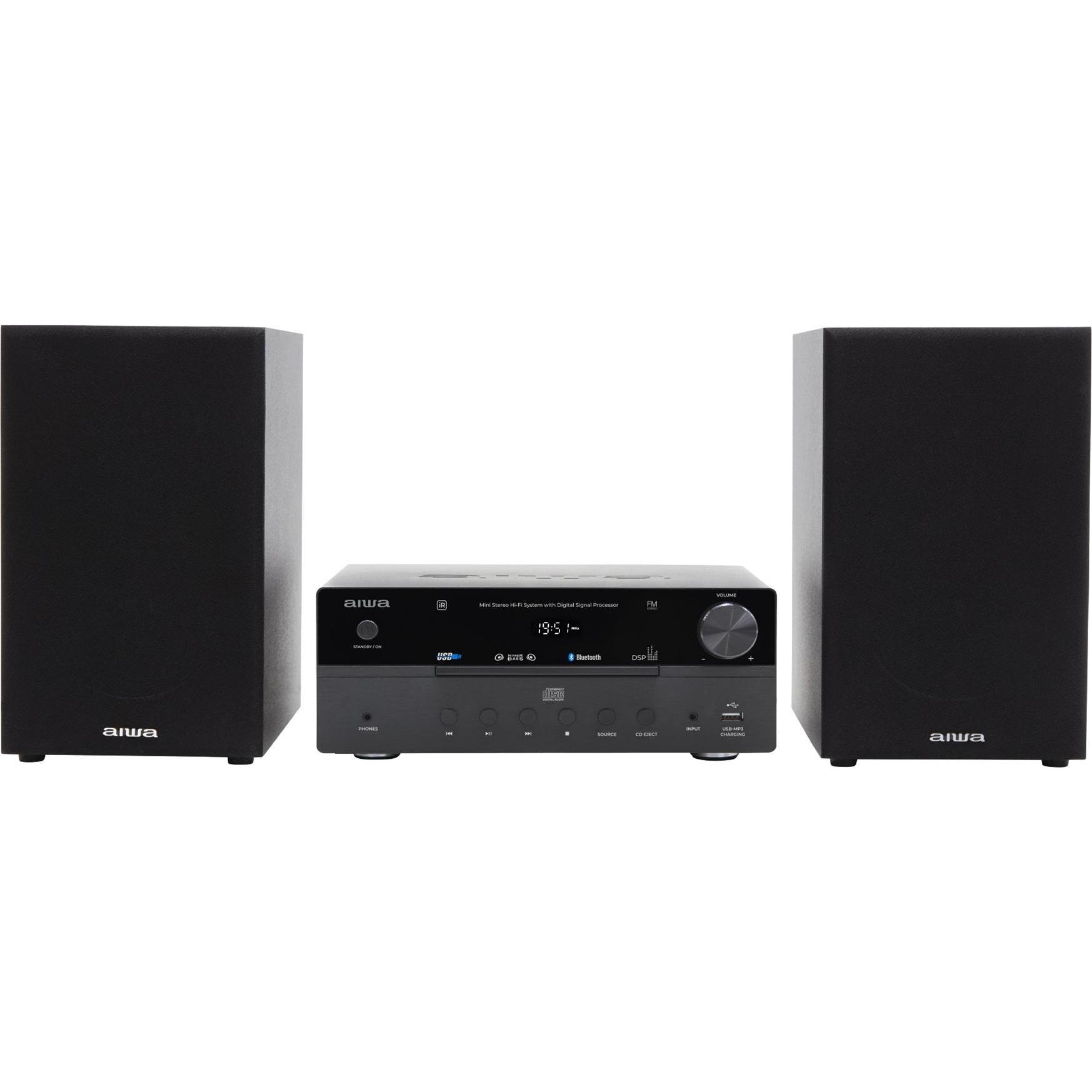 Aiwa MSBTU-550 Mini Sistema Stereo Hi-Fi (Bluetooth, Lettore CD), Impianto stereo, Nero