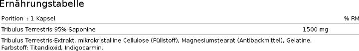 Nährwerte und Zutaten Alpine Labs Tribulus Terrestris (60 Stück)