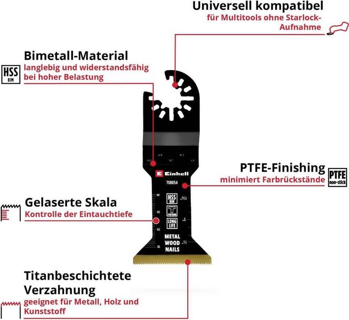 Image du produit Einhell 708054 Tauchsägeblatt BIM-TI, 45mm Bimetall Tauchsägeblatt 45 mm 1 St.