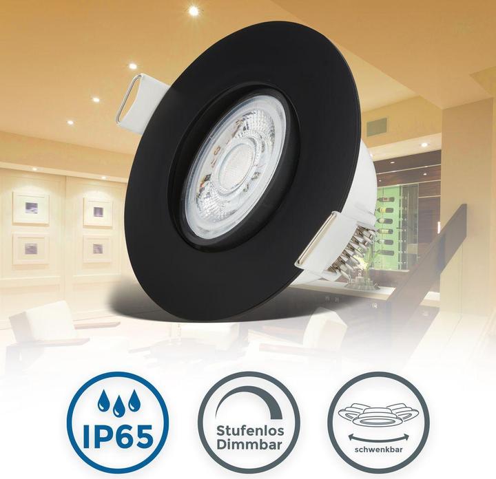 Image du produit B.K.Licht Lampes LED encastrées, set de 5, IP65, noir, 5xPlaque LED/4,9W (480 lm)