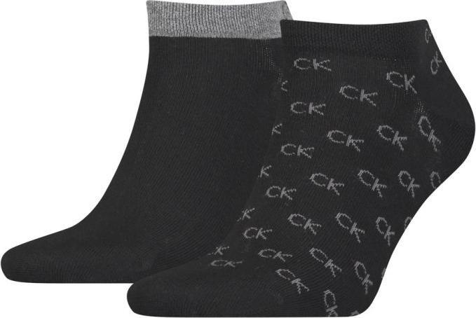 Calvin Klein Mens All Over CK Logo Men's Liner Socks 2 Pack Sneaker, Black, 39/42