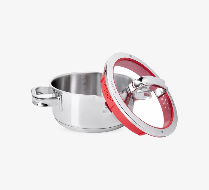 Produktbild WMF Kochtopf Bratentopf Induktion 20cm Glasdeckel 2,5l Function4 Edelstahl (20 cm, Bräter + Schmortopf, Edelstahl)