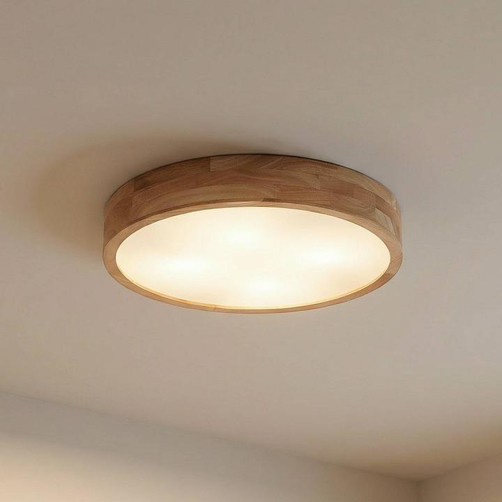 Actual product image Lindby Tanju ceiling light, oak wood Ø 50 cm (E27)
