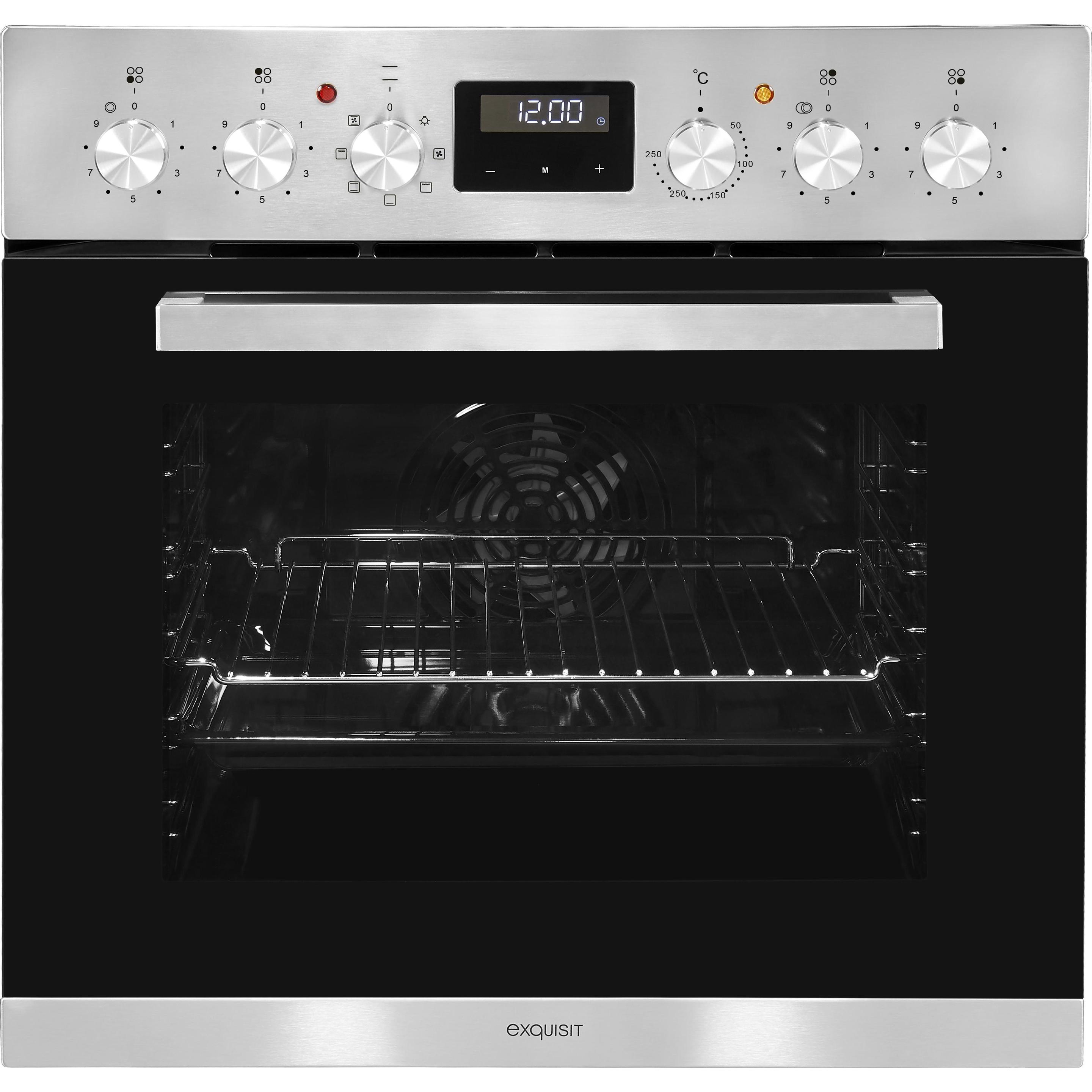 Exquisit Exqu Herdset EHE157-2URBZ-Set Inoxlook, Backofen + Herd Einbau, Silber