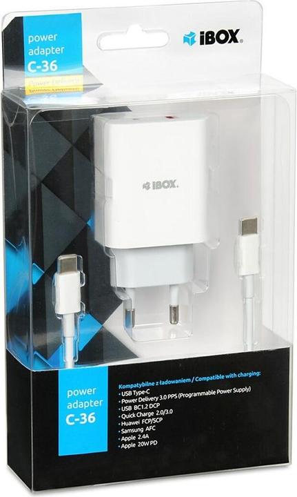 Produktbild iBox Reiseladegerät I-BOX C-36 PD20W weiss (20 W, 1 Port)