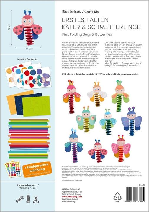 Produktbild Haba Bastelset - Erstes Falten Käfer & Schmetterling