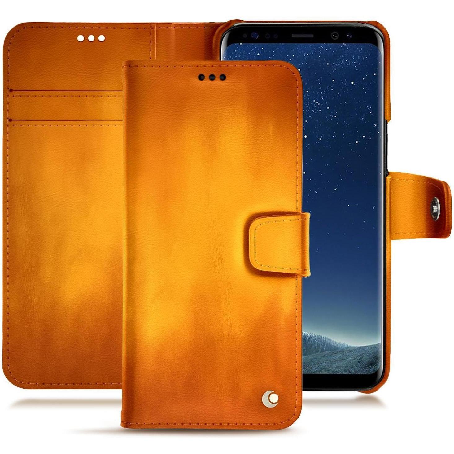 Noreve Lederschutzhülle Wallet (Samsung Galaxy S8), Smartphone Hülle, Orange