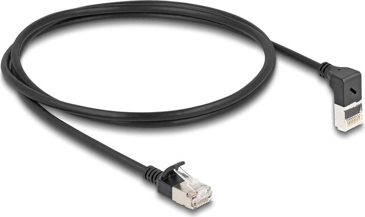 Actual product image Delock RJ45 network cable Cat.6A S/FTP Slim 90° top angle (S/FTP, CAT6a, 1 m)