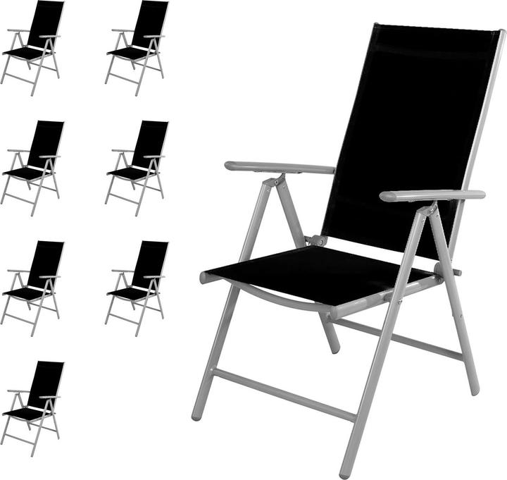 Produktbild Mojawo 8 Stück Garten Klappstuhl Aluminium - Textilen Silbergrau/Schwarz
