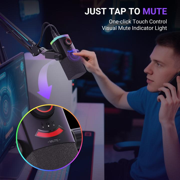 Produktbild Fifine AM8 ProT RGB Gaming Mikrofon inkl. RGB Mikrofonarm