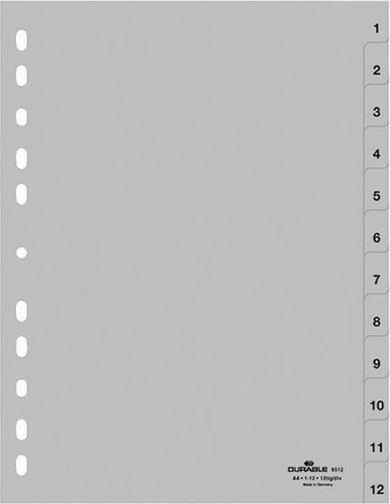 Nährwerte und Zutaten Durable REGISTER PP 12 BLATT GEPRÄGT 1-12 25 ST 651210
