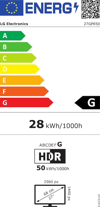 Energy Label LG 27GP850P-B (2560 x 1440 pixels, 27")