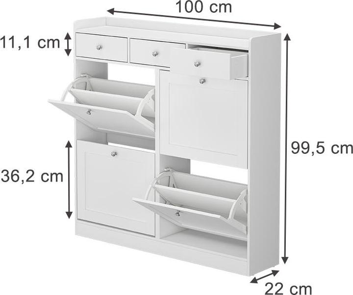 Produktbild Vicco Vitto mit 3 Schubladen & 4 Klappfächern (100 x 22 x 99.5 cm)