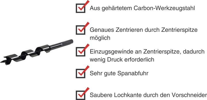 Produktbild Paulimot Schlangenbohrer Ø 20 mm, Länge 200 mm, Form Lewis (bis 20 Millimeter)